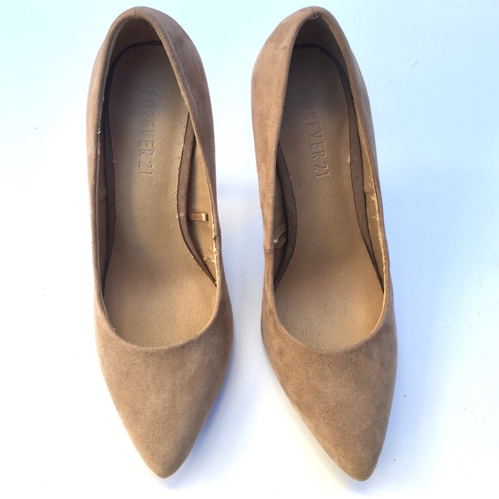 Tan faux suede heels Forever 21 - Never used.